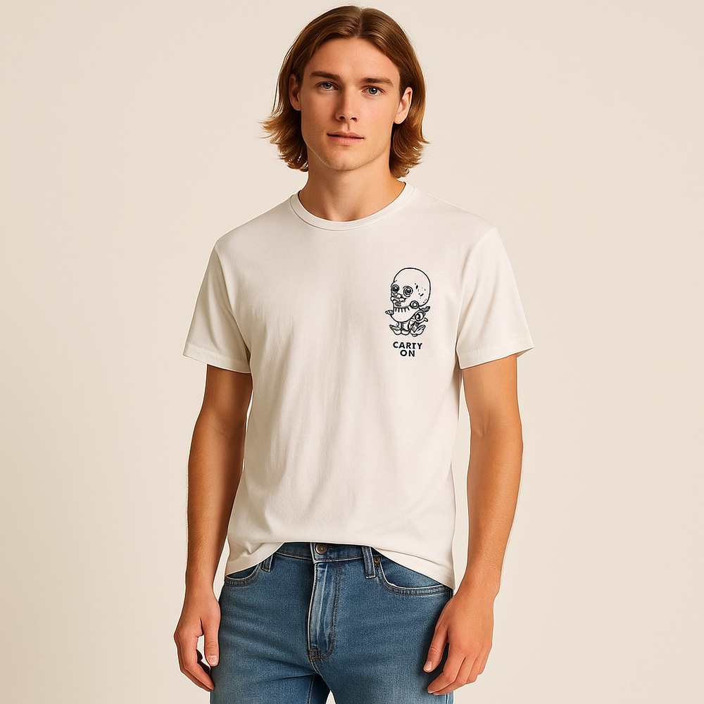 T-Bar x Cotton On White Skull Graphic Tee | Men’s Small